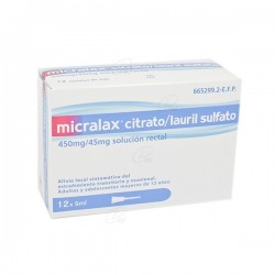 MICRALAX CITRATO/LAURIL SULFOACETATO 450 mg/45 mg solucion rectal