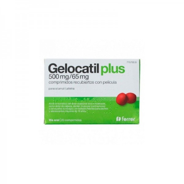 GELOCATIL PLUS 500/65 MG 20 COMPRIMIDOS RECUBIERTOS CON PELÍCULA
