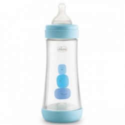BIBERON PLASTICO T SILICONA CHICCO PERFECT5 AZUL 4M+ FLUJO RAPIDO 300 ML