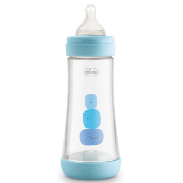BIBERON PLASTICO T SILICONA CHICCO PERFECT5 AZUL 4M+ FLUJO RAPIDO 300 ML