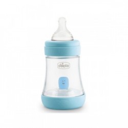 BIBERON PLASTICO T SILICONA CHICCO PERFECT5 AZUL 0M+ FLUJO LENTO 150 ML