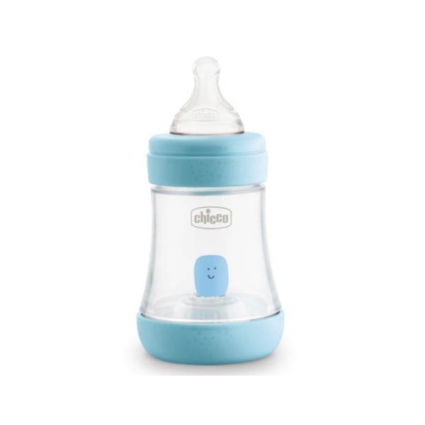 BIBERON PLASTICO T SILICONA CHICCO PERFECT5 AZUL 0M+ FLUJO LENTO 150 ML