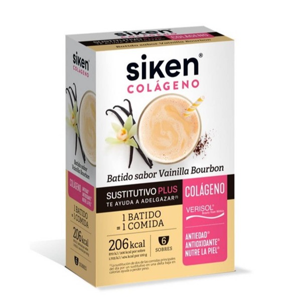 SIKEN SUSTITUTIVO COLAGENO BATIDO 6 SOBRES 50 G SABOR VAINILLA BOURBON