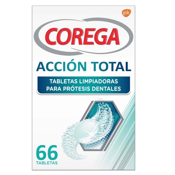 COREGA ACCION TOTAL LIMPIADOR LIMPIEZA PROTESIS 66 TABLETAS