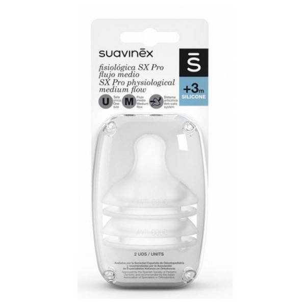 TETINA SILICONA FISIOLOGICA SUAVINEX FLUJO S 2 UNIDADES
