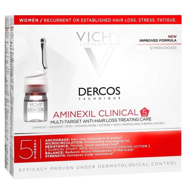 DERCOS AMINEXIL CLINICAL 5 MUJER 6 ML 21 MONODOSIS